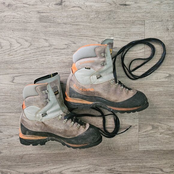 Scarpa Go Up Mountaineering Hiking Boots Gray/Orange - Vibram Sole - Picture 14 of 16